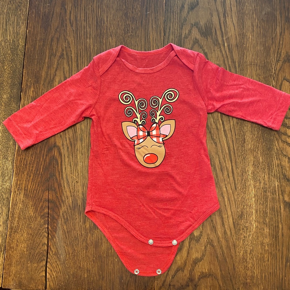 Jane Marie reindeer 12 month onesie